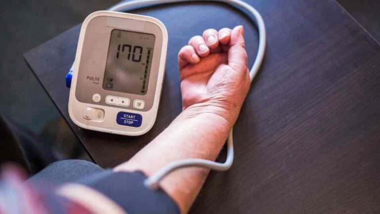Blood pressure reading check at Southdowns Pharmacy Group